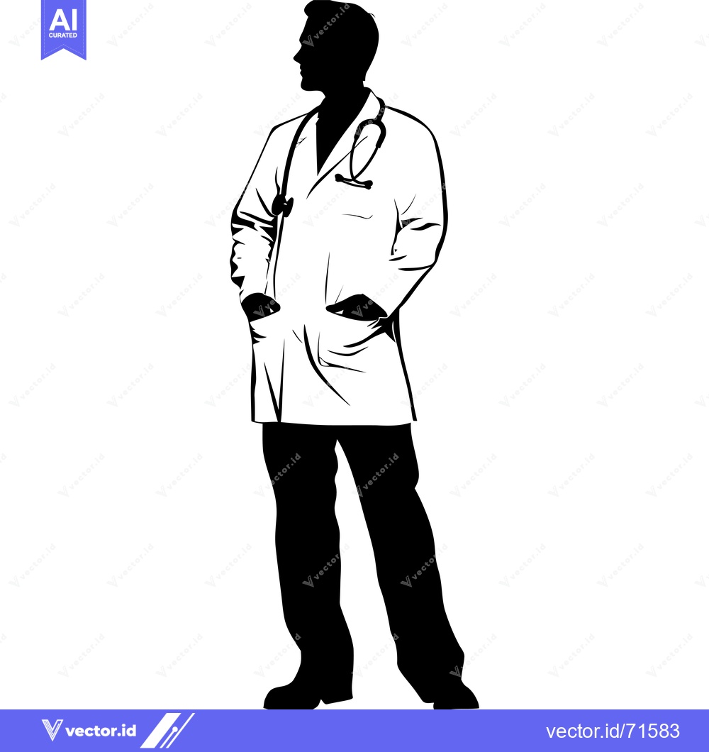 Premium Vector of Silhouette of a Doctor Standing with Hands in Pockets
