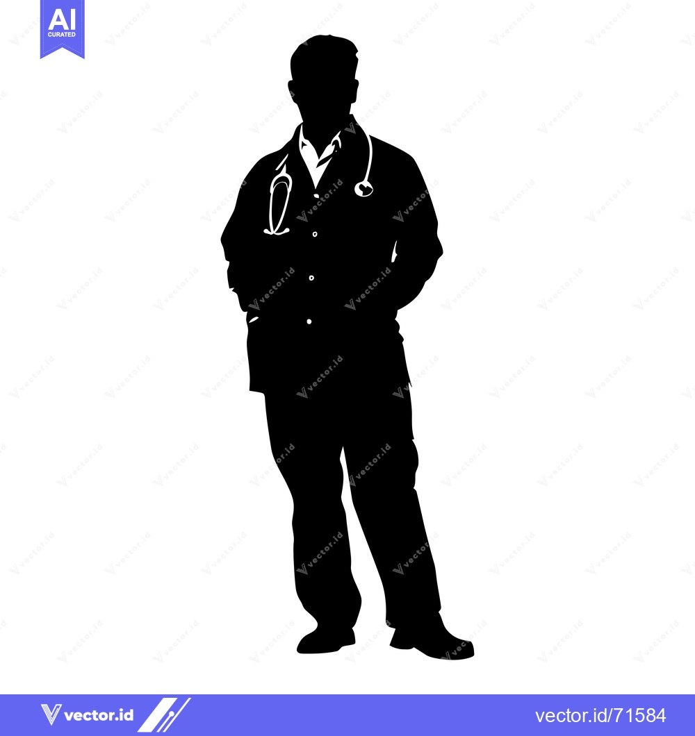 Premium Vector of Silhouette of a doctor with a stethoscope
