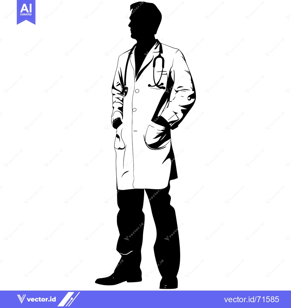Premium Vector of Silhouette of a Doctor in a White Coat and Stethoscope