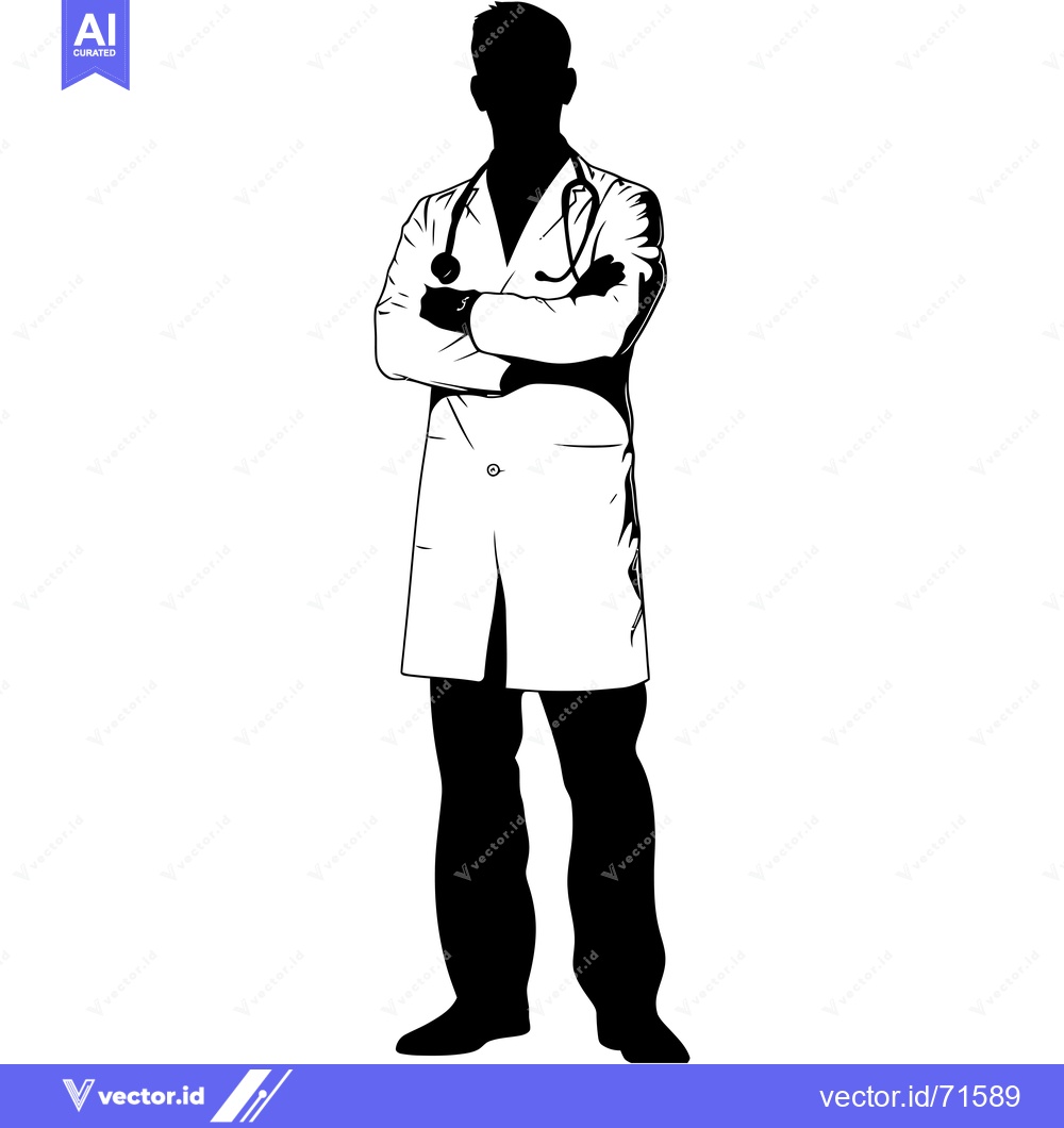 Premium Vector of Silhouette of a Doctor with Stethoscope and Arms Crossed