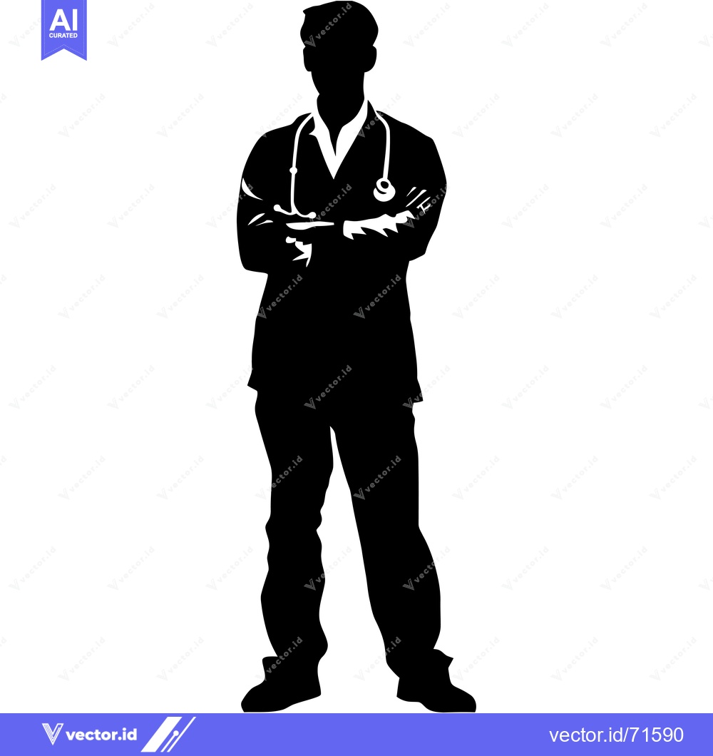 Premium Vector of Silhouette of a Male Doctor with Crossed Arms and Stethoscope