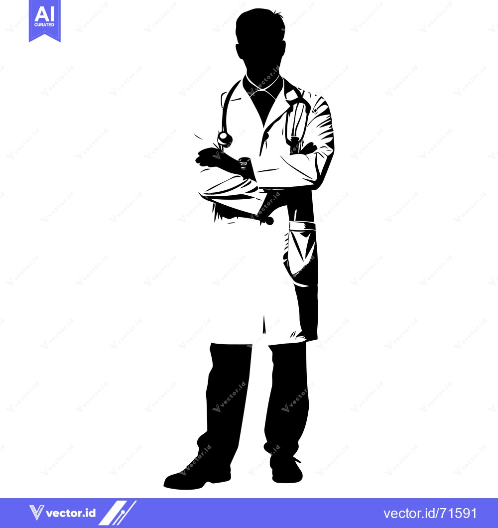 Premium Vector of Silhouette of a Doctor with Crossed Arms and Stethoscope