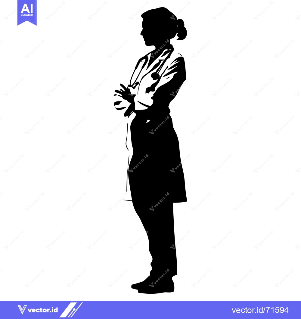 Premium Vector of Silhouette of a Female Doctor with Arms Crossed