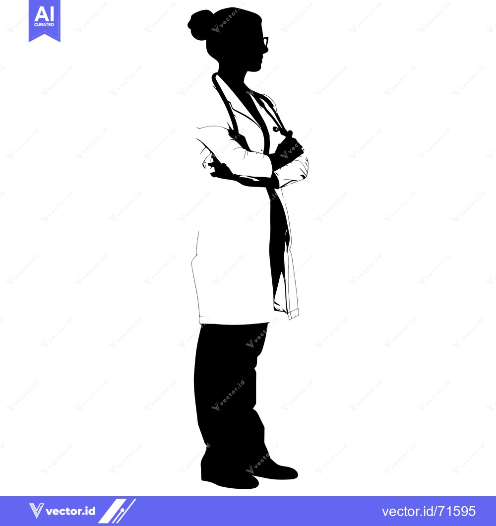 Premium Vector of Silhouette of a Female Doctor with Arms Crossed