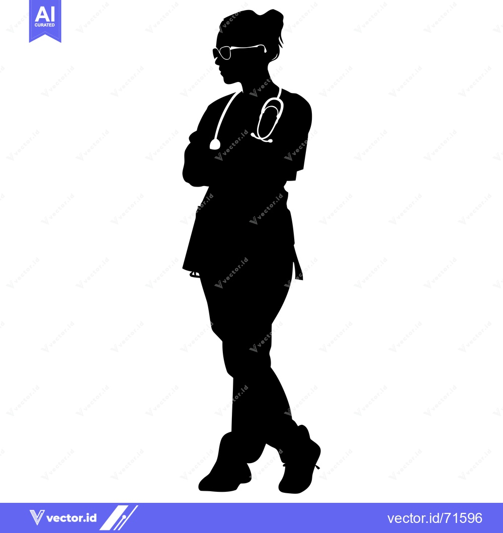 Premium Vector of Silhouette of a Female Doctor with Stethoscope