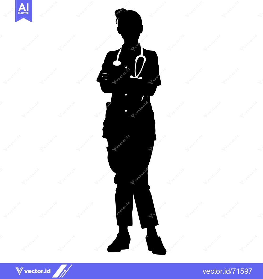 Premium Vector dari Silhouette of a Female Doctor with Stethoscope