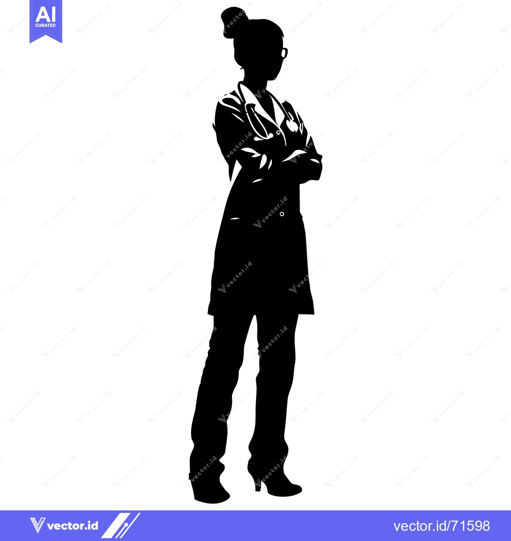Premium Vector dari Silhouette of a female doctor with arms crossed