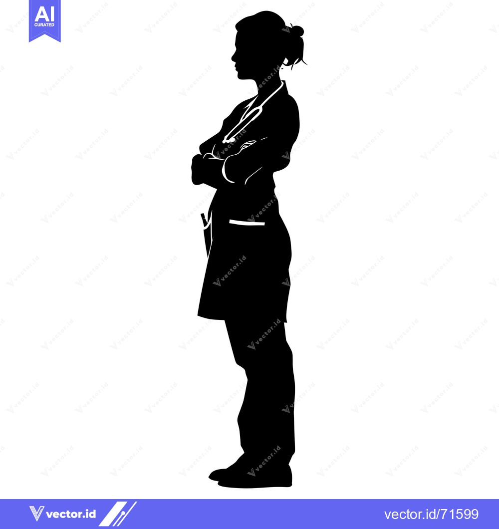 Premium Vector of Silhouette of a Female Doctor with Stethoscope and Arms Crossed