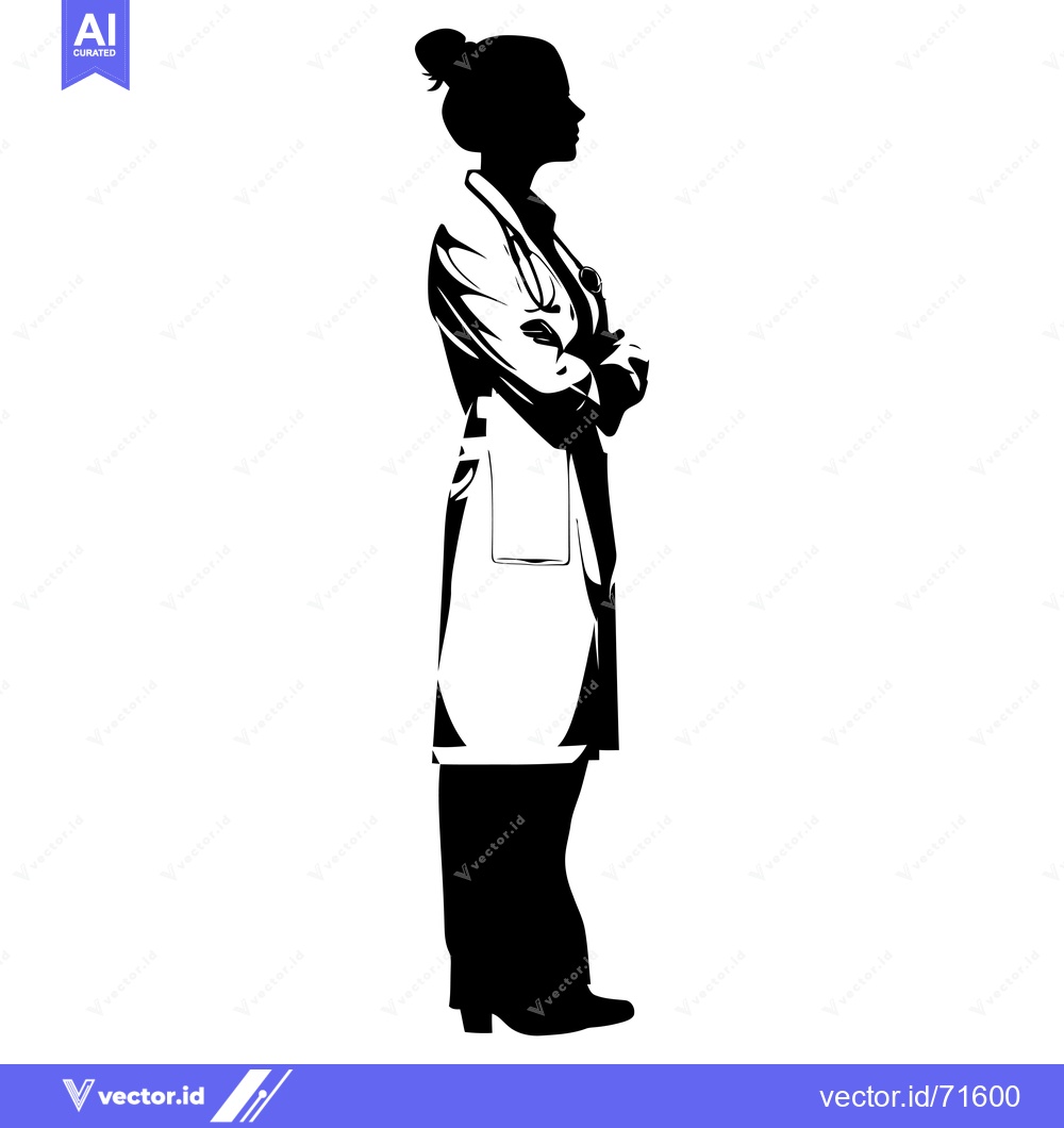 Premium Vector of Silhouette of a Female Doctor with Arms Crossed