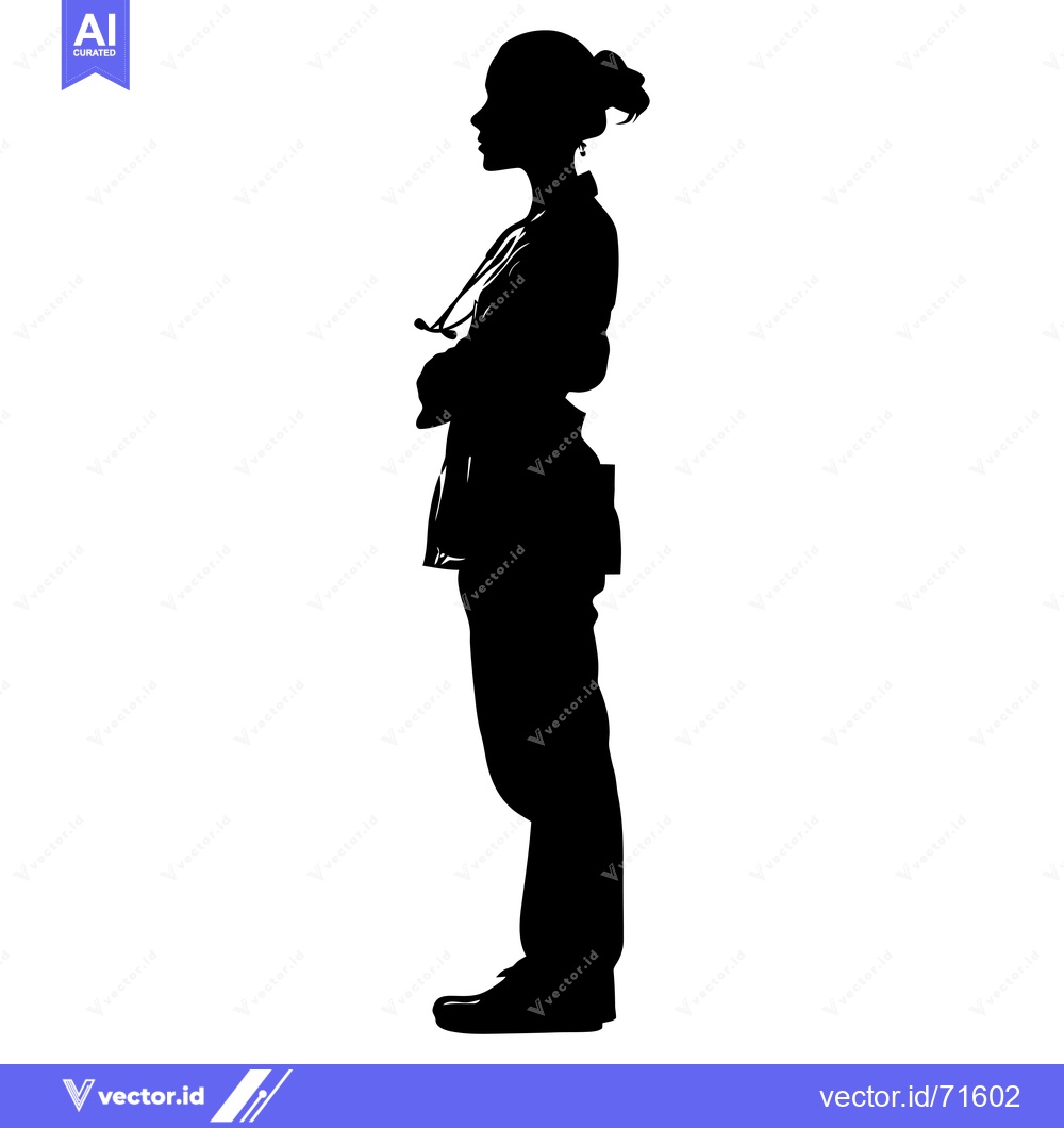 Premium Vector dari Silhouette of a Female Doctor with Stethoscope