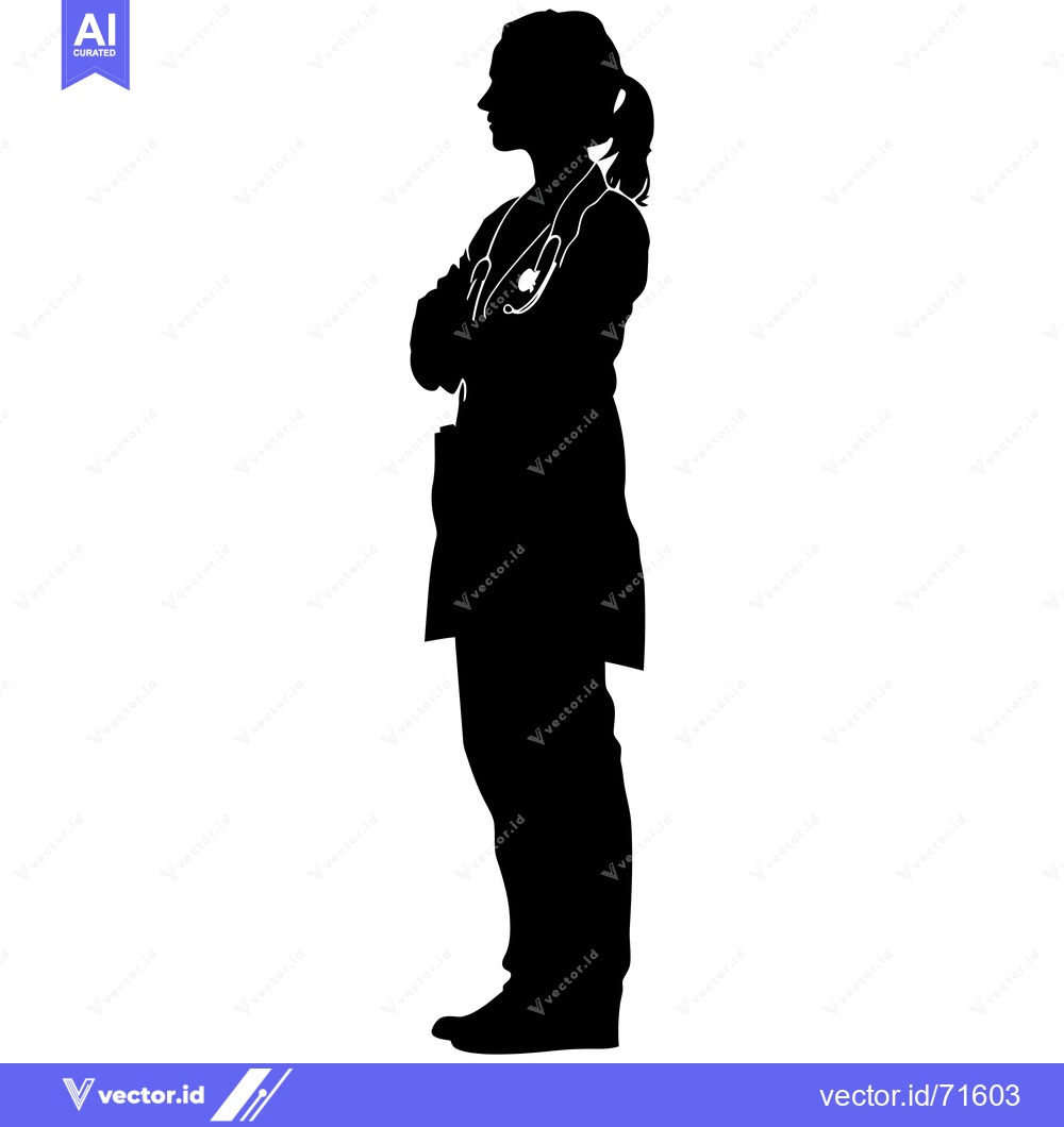 Premium Vector dari Silhouette of a Female Doctor with Stethoscope