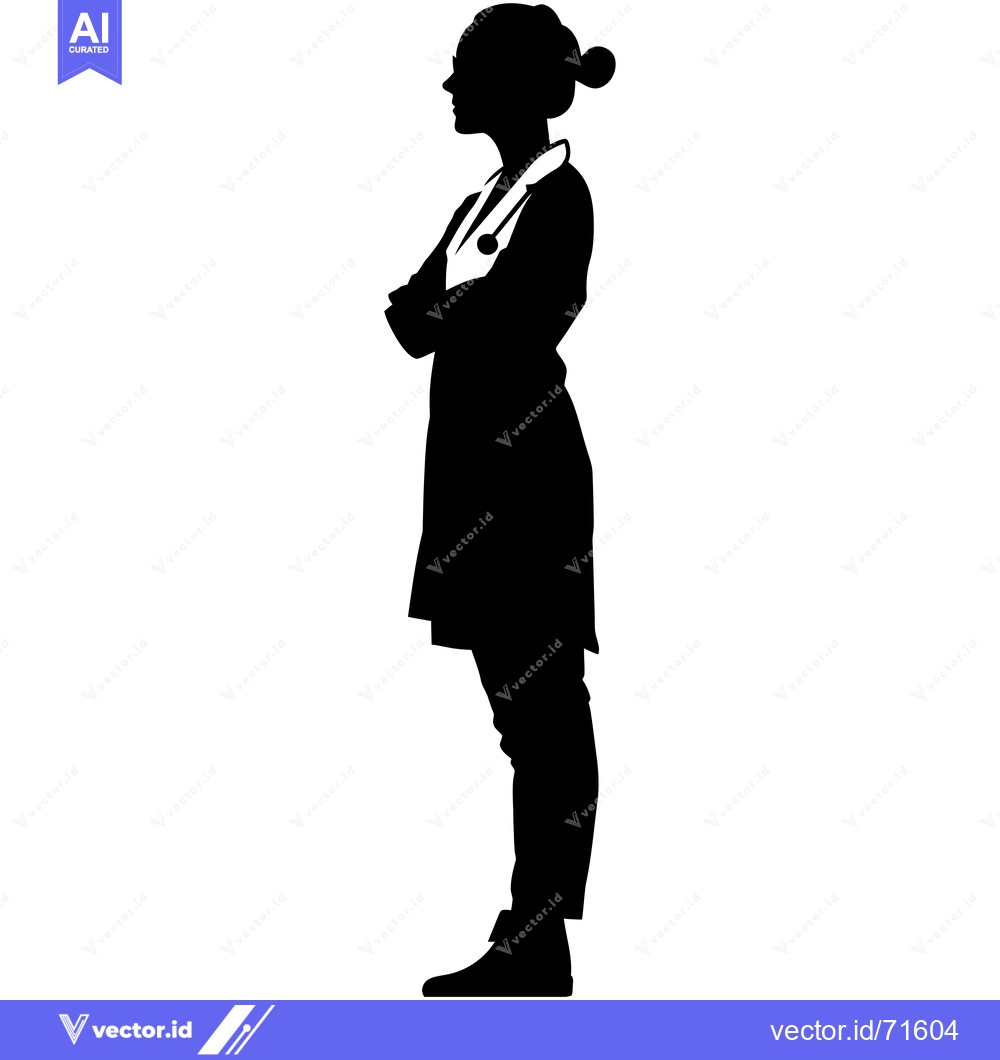 Premium Vector dari Silhouette of a female doctor with arms crossed