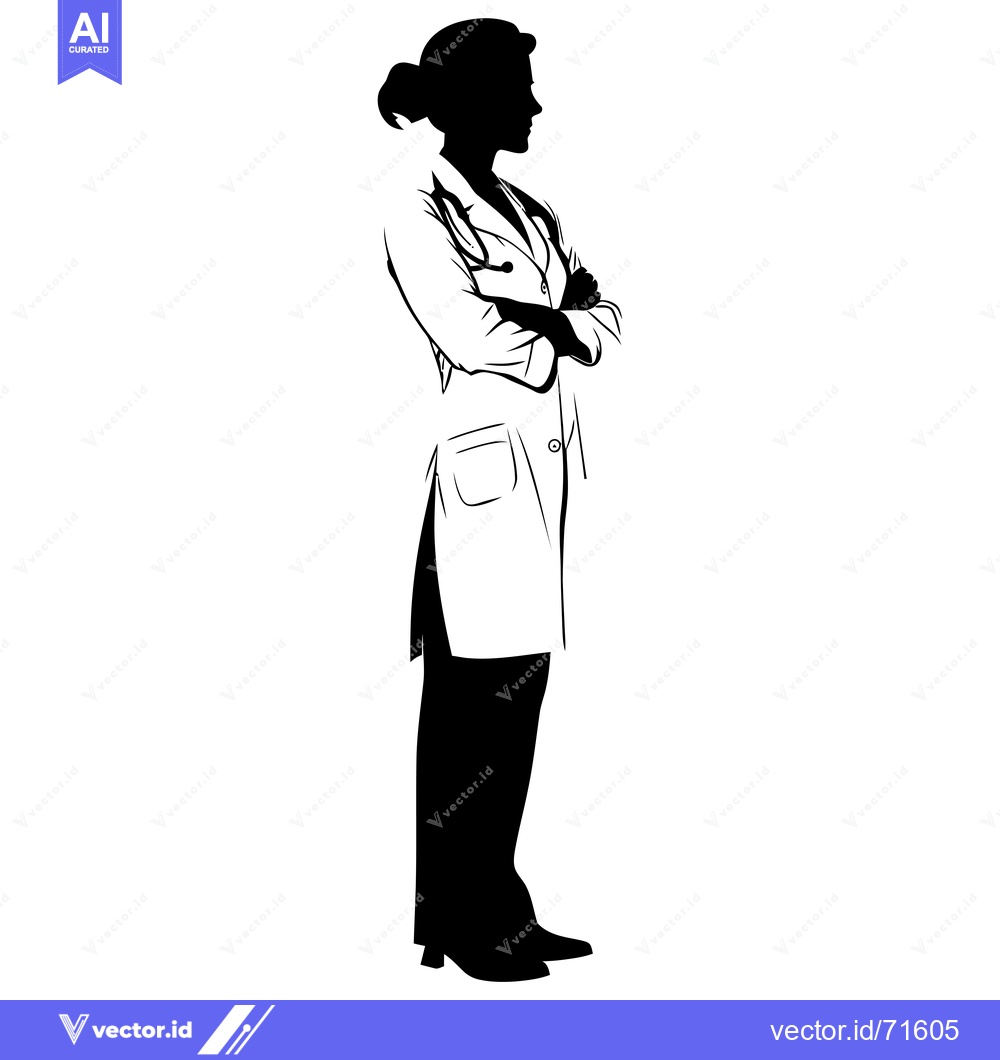 Premium Vector of Silhouette of a Female Doctor with Arms Crossed