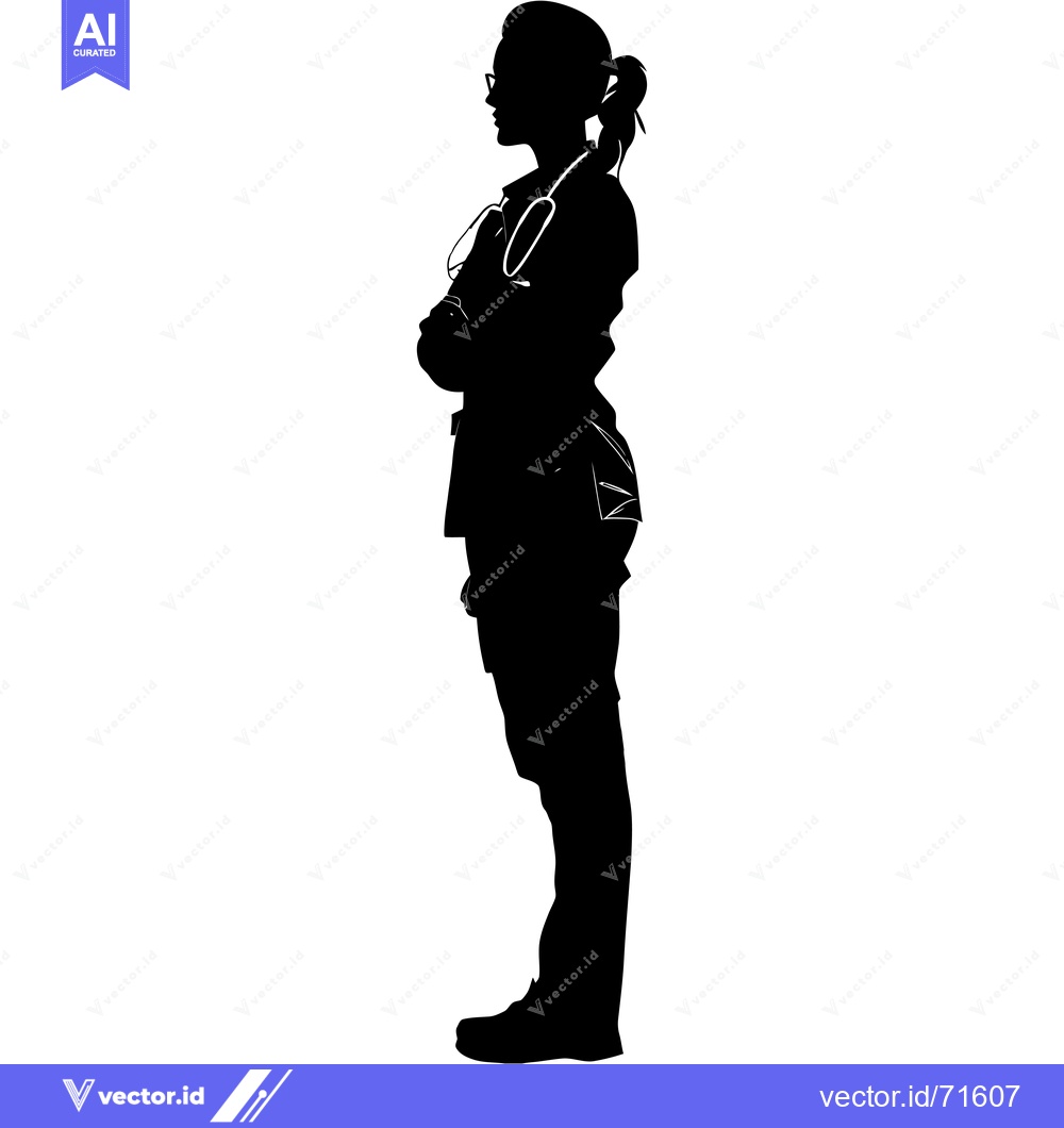 Premium Vector dari Silhouette of a Female Doctor with a Stethoscope