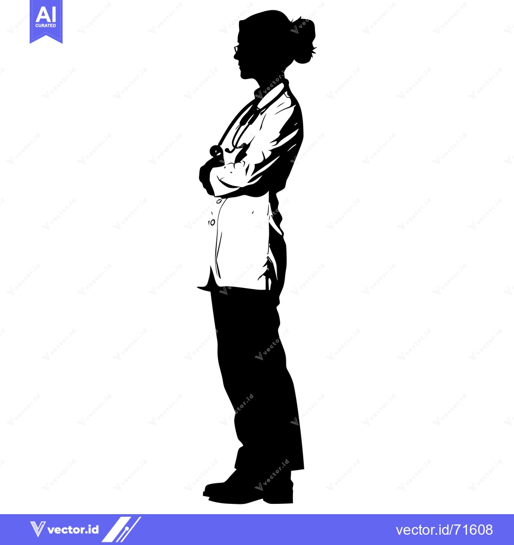 Premium Vector of Silhouette of a Female Doctor with a Stethoscope