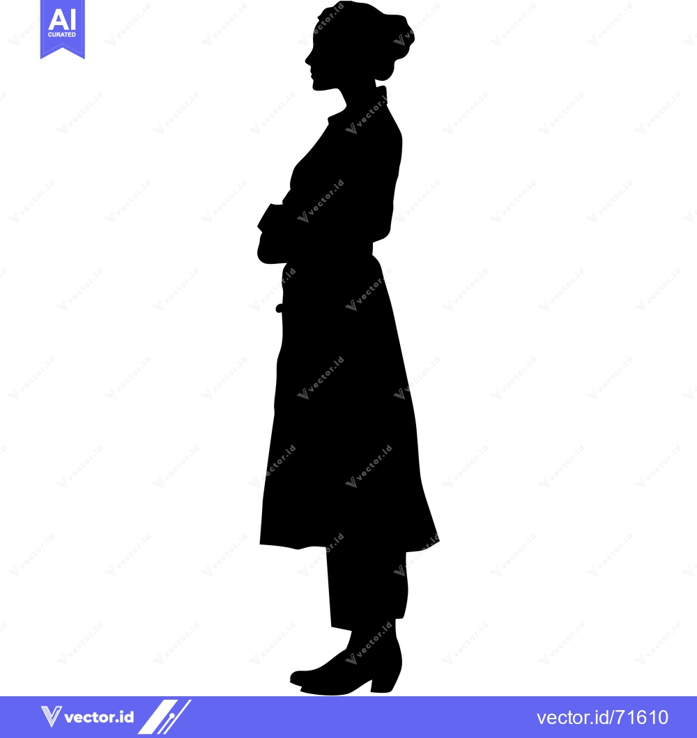 Premium Vector dari Silhouette of a Woman Standing with Arms Crossed