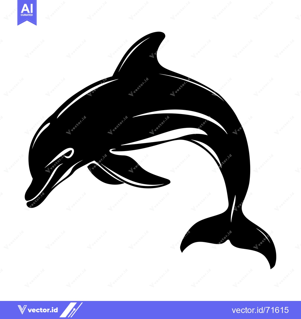 Premium Vector of Black Silhouette of a Dolphin Leaping Out of Water
