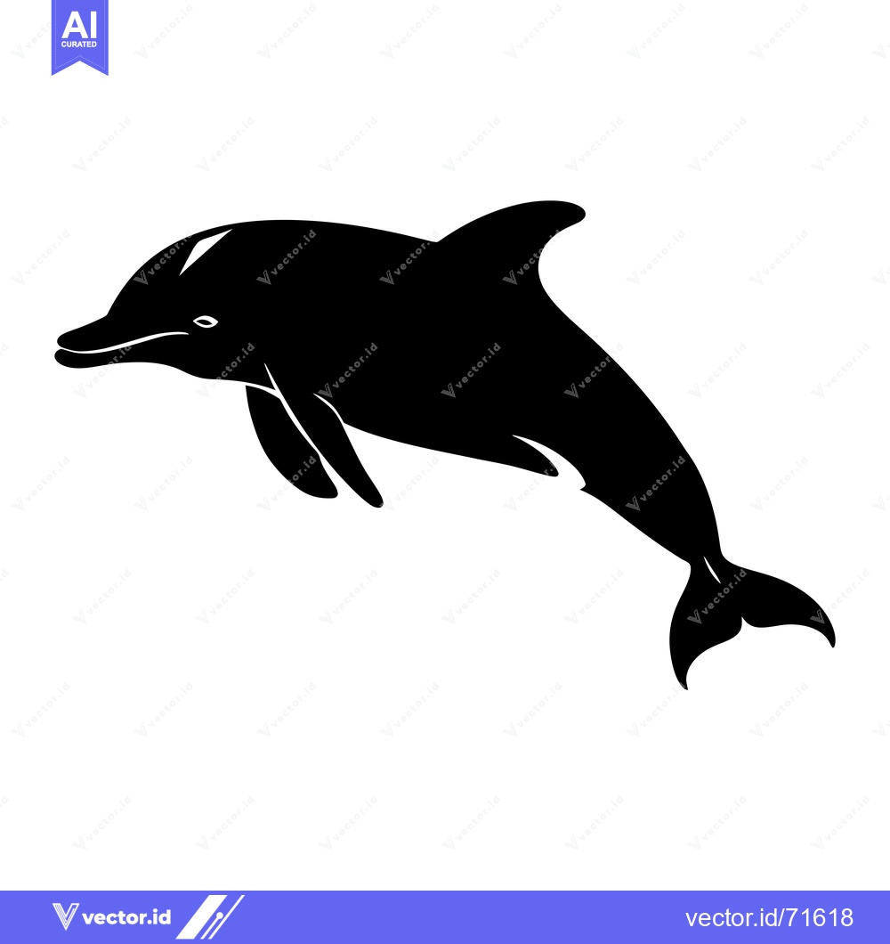 Premium Vector dari Black Silhouette of a Dolphin Leaping Through the Air