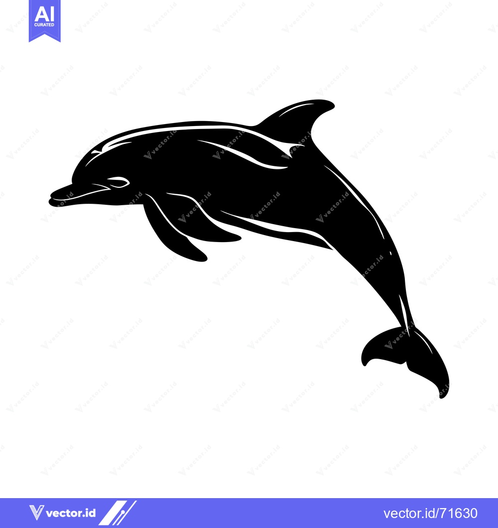 Premium Vector dari Black Silhouette of a Dolphin Leaping Out of the Water