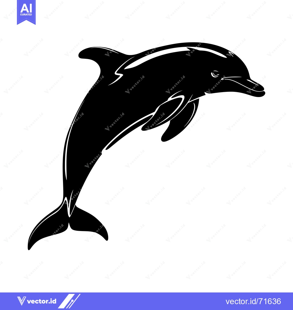 Premium Vector of Black Silhouette of a Dolphin Leaping Out of the Water
