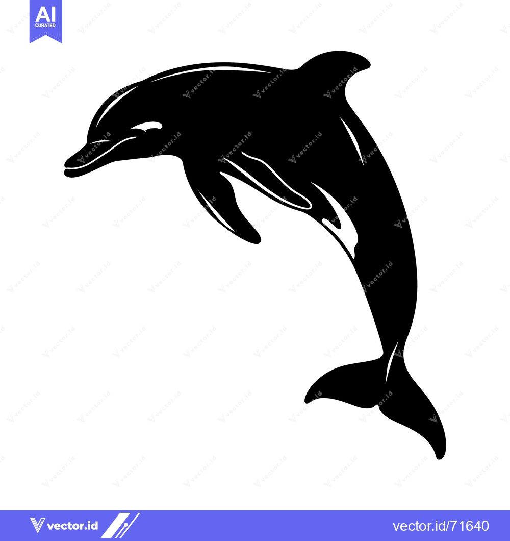 Premium Vector dari Black Silhouette of a Dolphin Leaping Out of the Water
