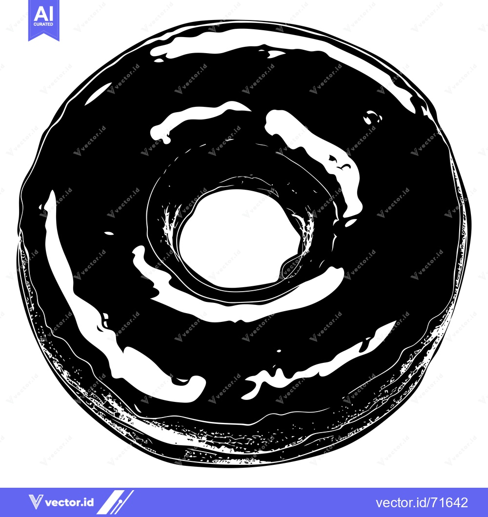 Premium Vector dari A Black and White Illustration of a Glazed Donut