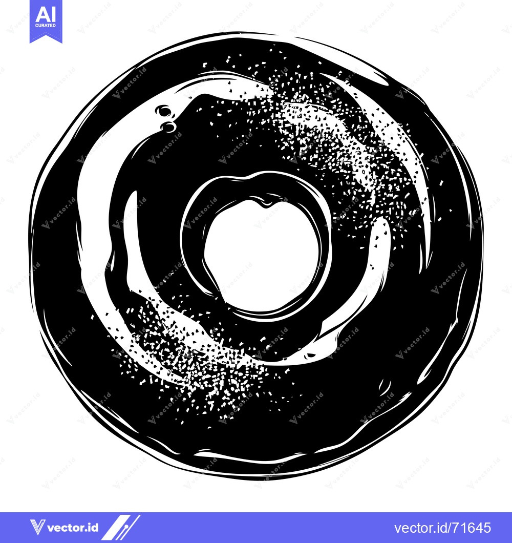 Premium Vector dari Black and White Illustration of a Sprinkled Donut
