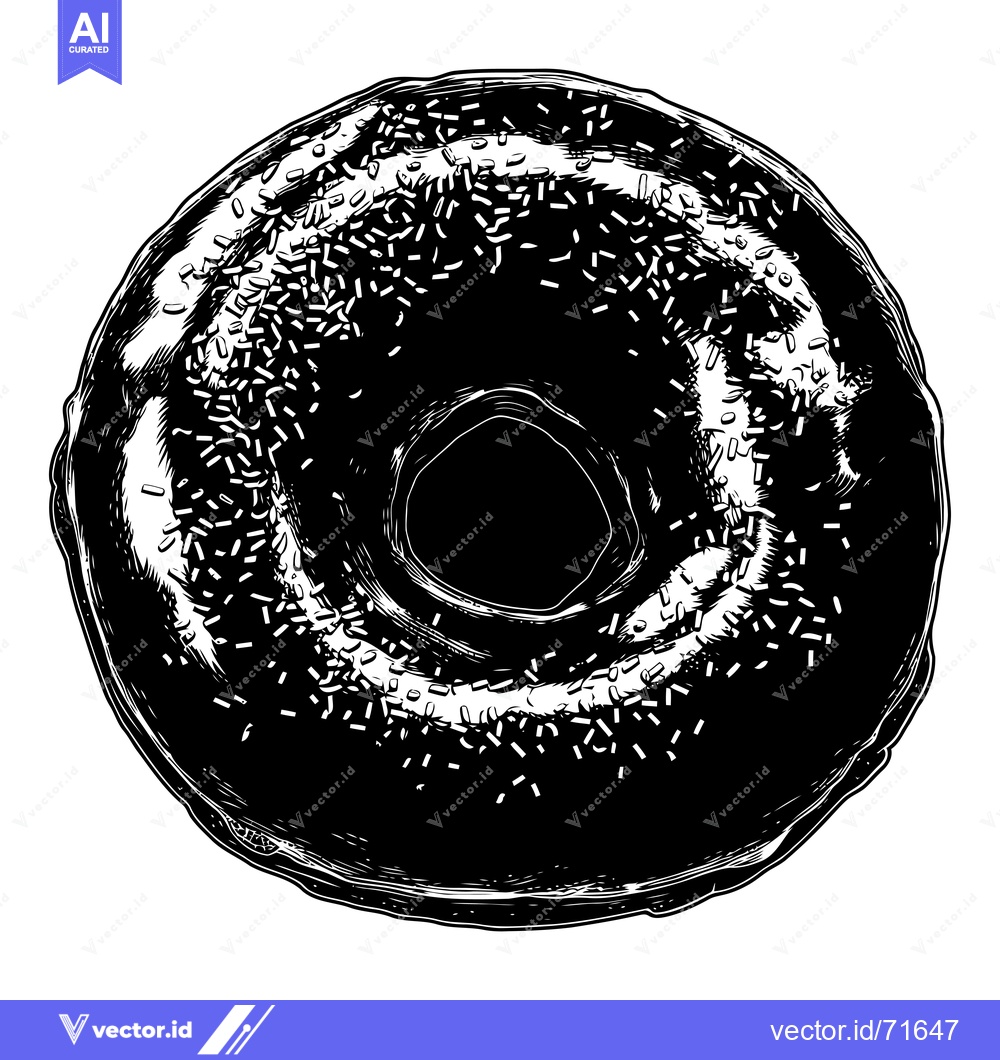 Premium Vector dari Black and White Illustration of a Sprinkled Doughnut