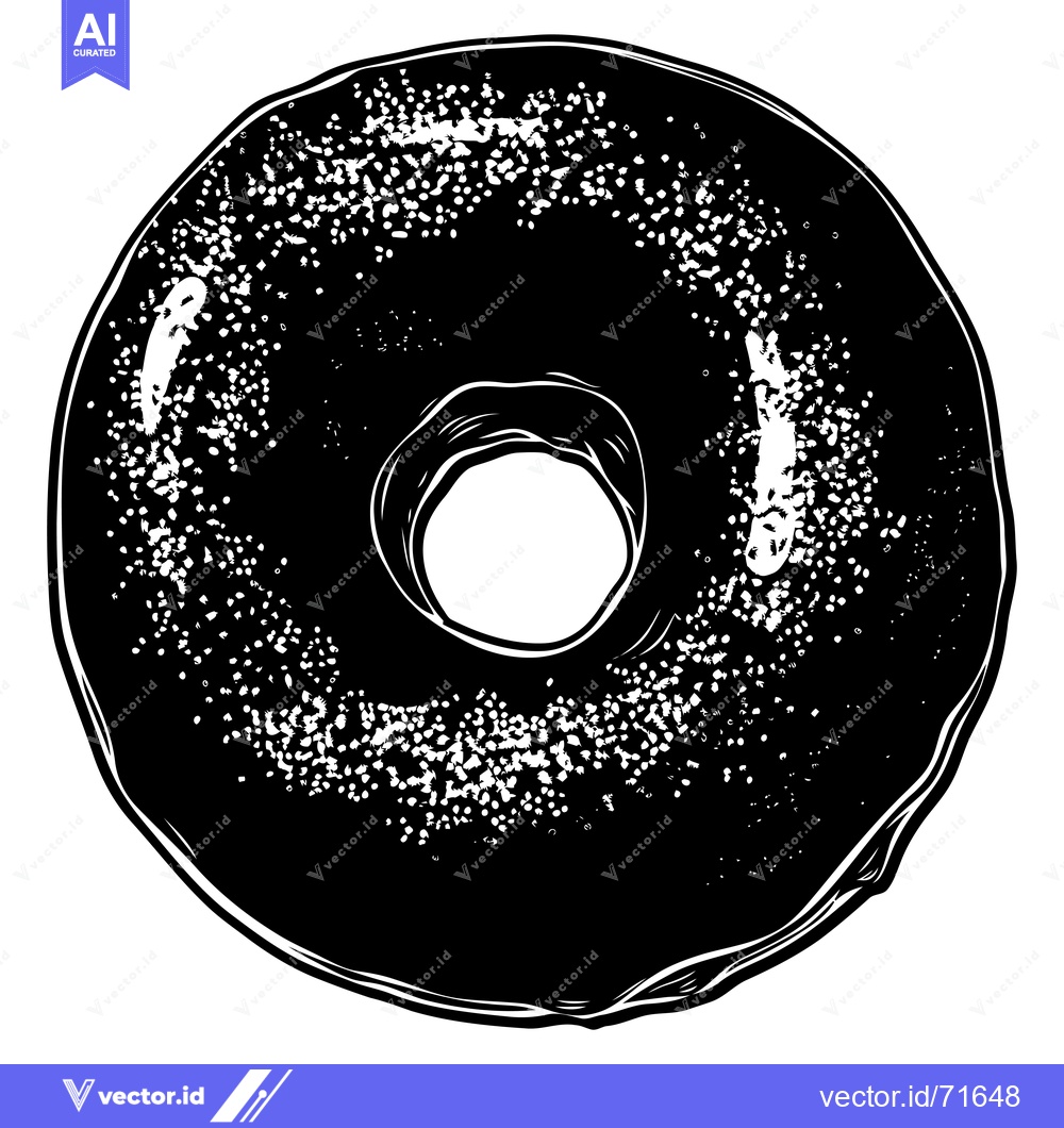 Premium Vector of A Black and White Illustration of a Sprinkled Donut