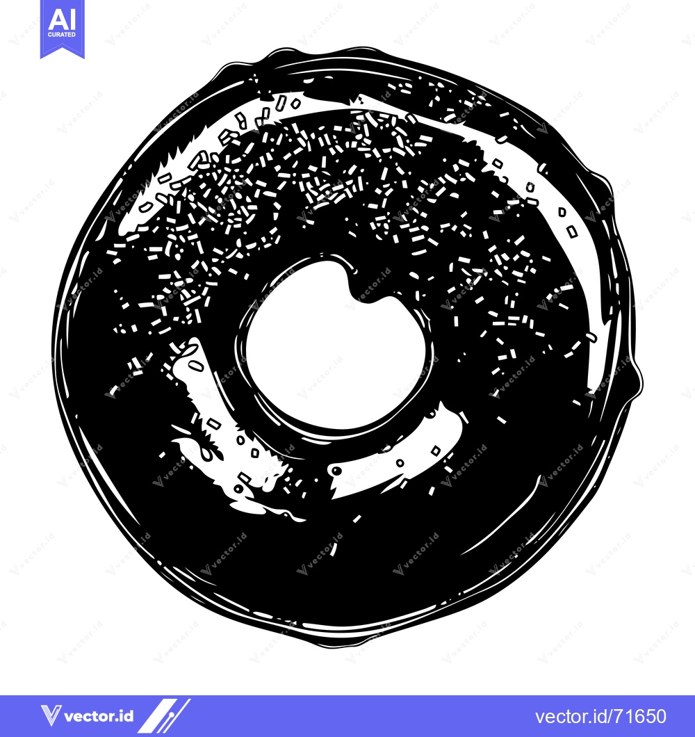 Premium Vector dari Black and White Illustration of a Donut with Sprinkles