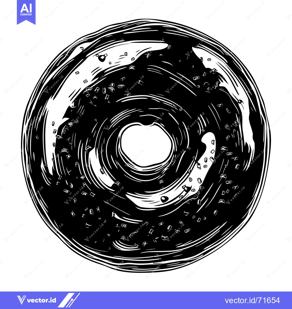 Premium Vector dari Black and White Illustration of a Sprinkled Donut