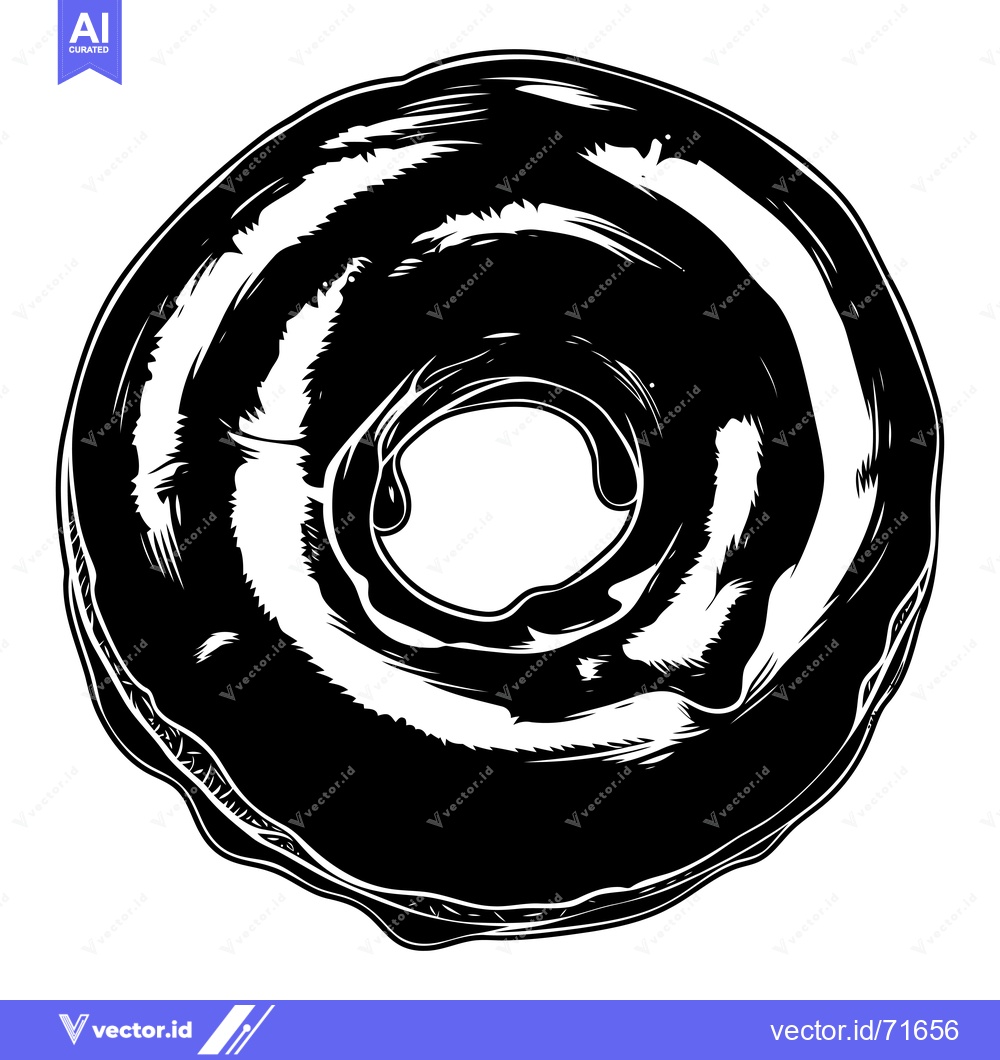 Premium Vector dari A Black and White Illustration of a Glazed Donut