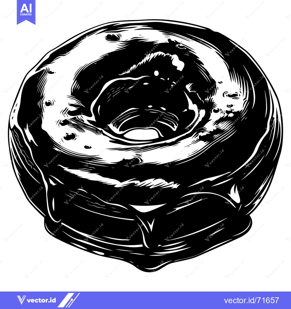 Premium Vector dari Black and White Illustration of a Glazed Donut