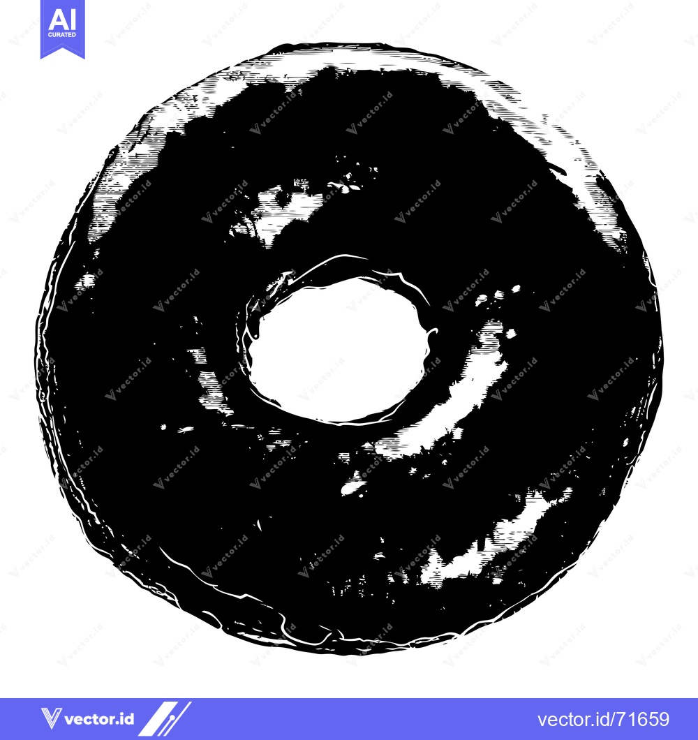 Premium Vector dari A Black and White Illustration of a Donut with a Hole