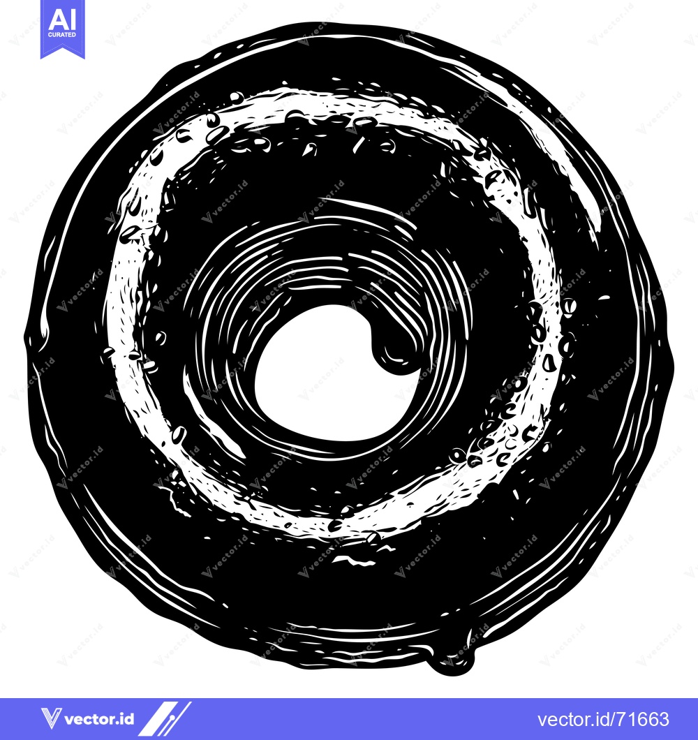 Premium Vector dari Black and White Illustration of a Donut with Sprinkles