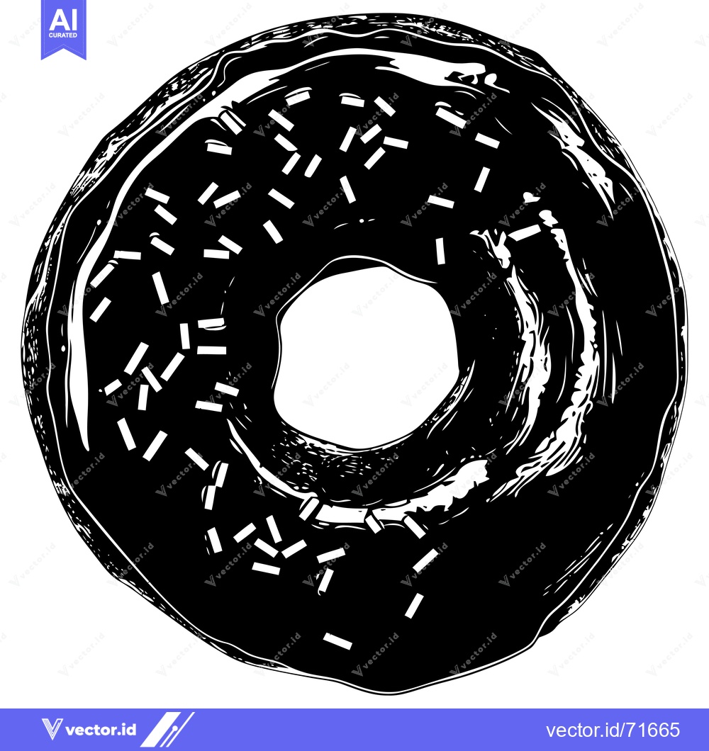 Premium Vector dari Black and White Illustration of a Sprinkled Donut