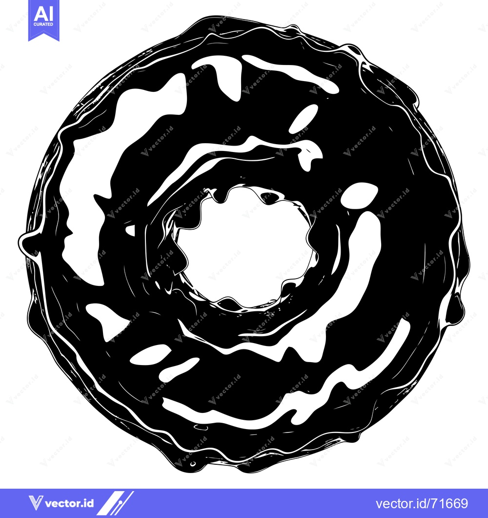 Premium Vector dari Black and White Illustration of a Glazed Donut