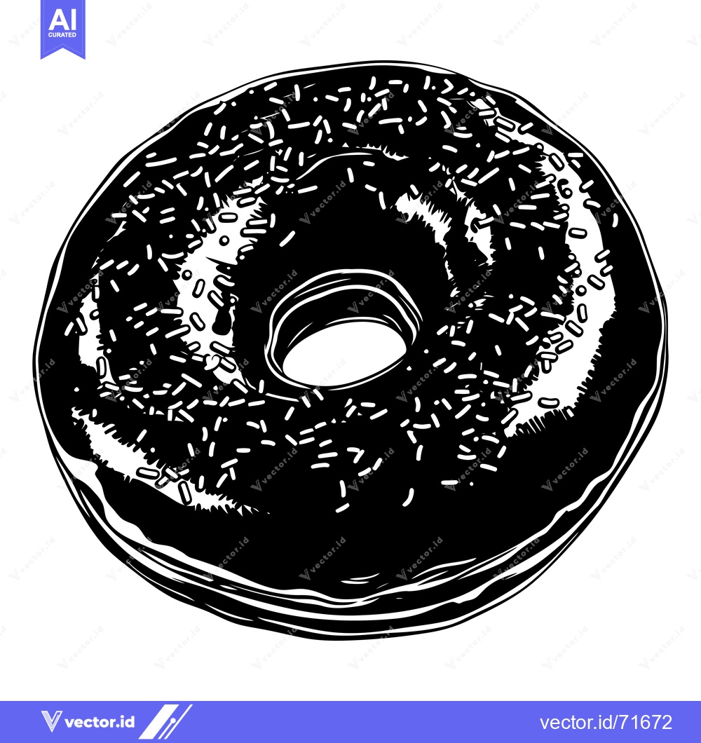 Premium Vector of A Black and White Illustration of a Sprinkled Donut