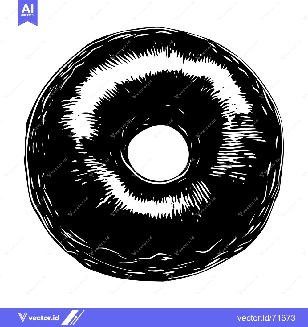 Premium Vector dari Hand-drawn black and white illustration of a donut with a hole