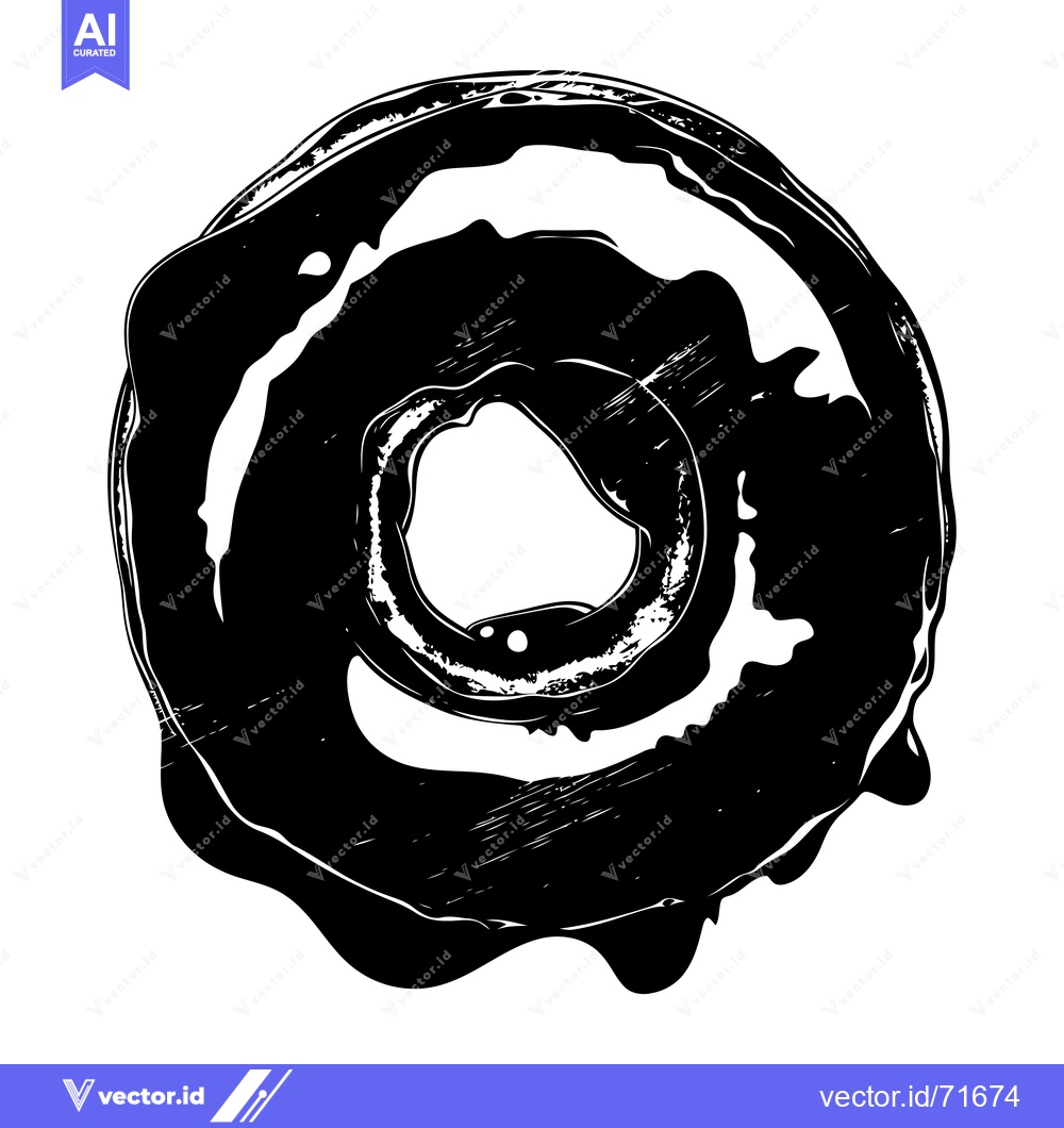 Premium Vector dari Black and white illustration of a ring-shaped object with a hole in th