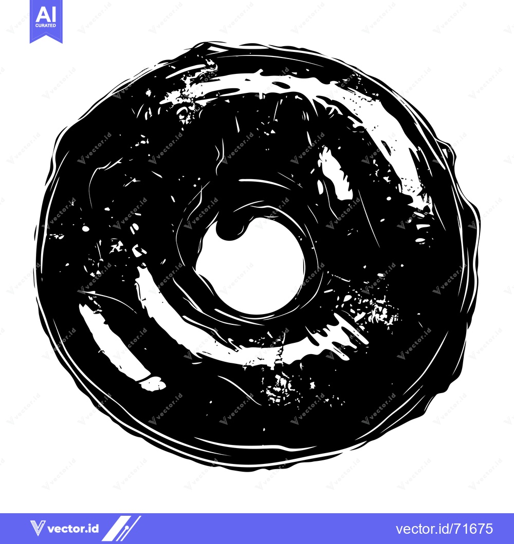 Premium Vector dari Black and White Stylized Illustration of a Donut
