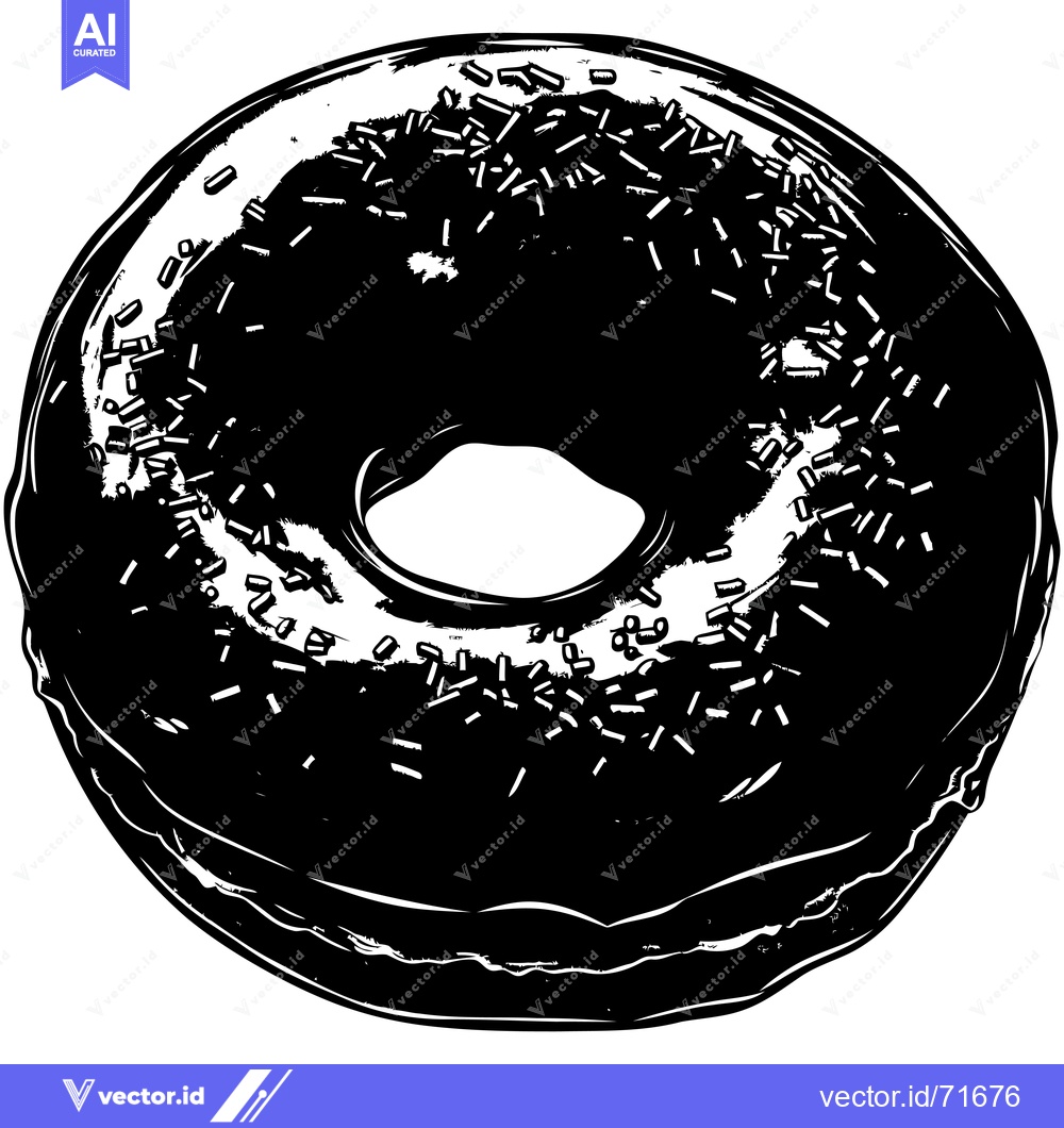 Premium Vector of Black and White Illustration of a Sprinkled Donut