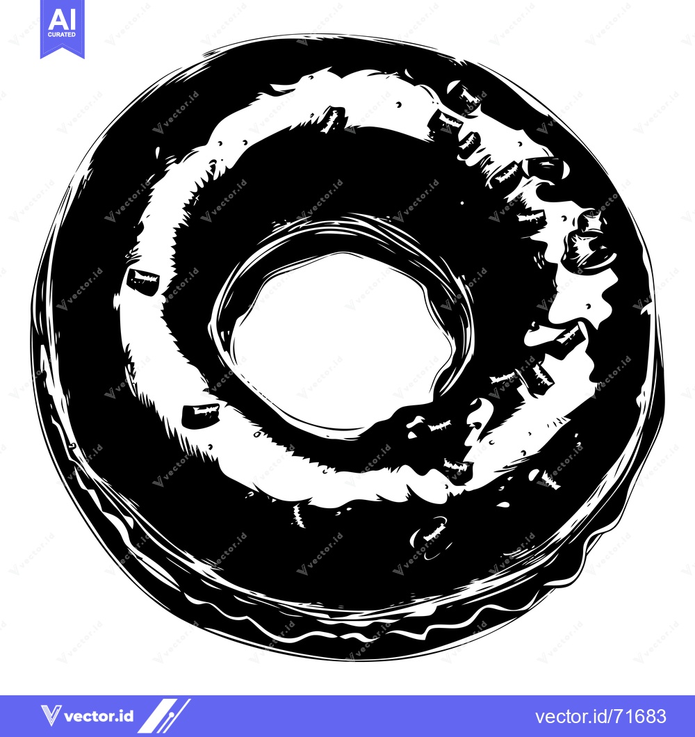 Premium Vector dari Black and White Sketch of a Sprinkled Donut