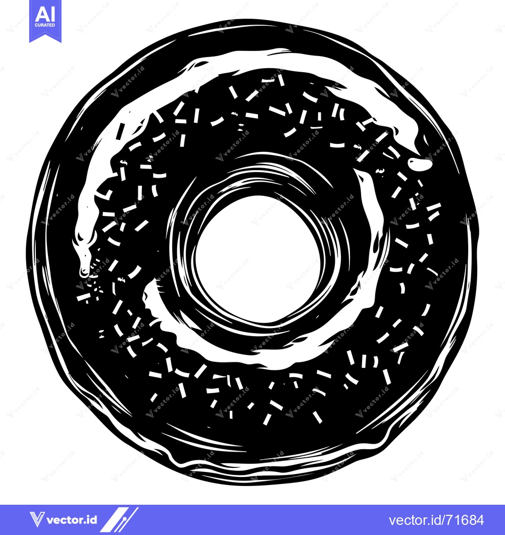 Premium Vector dari Black and White Illustration of a Sprinkled Donut