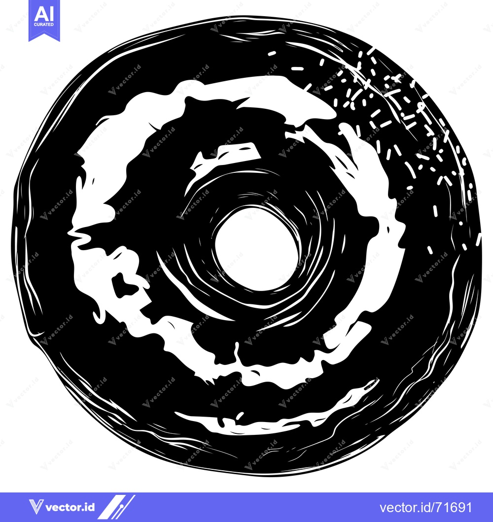 Premium Vector dari Black and White Sketch of a Glazed Doughnut
