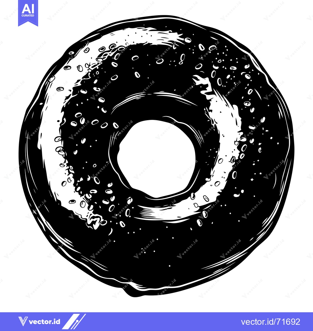 Premium Vector dari A Black and White Illustration of a Glazed Donut