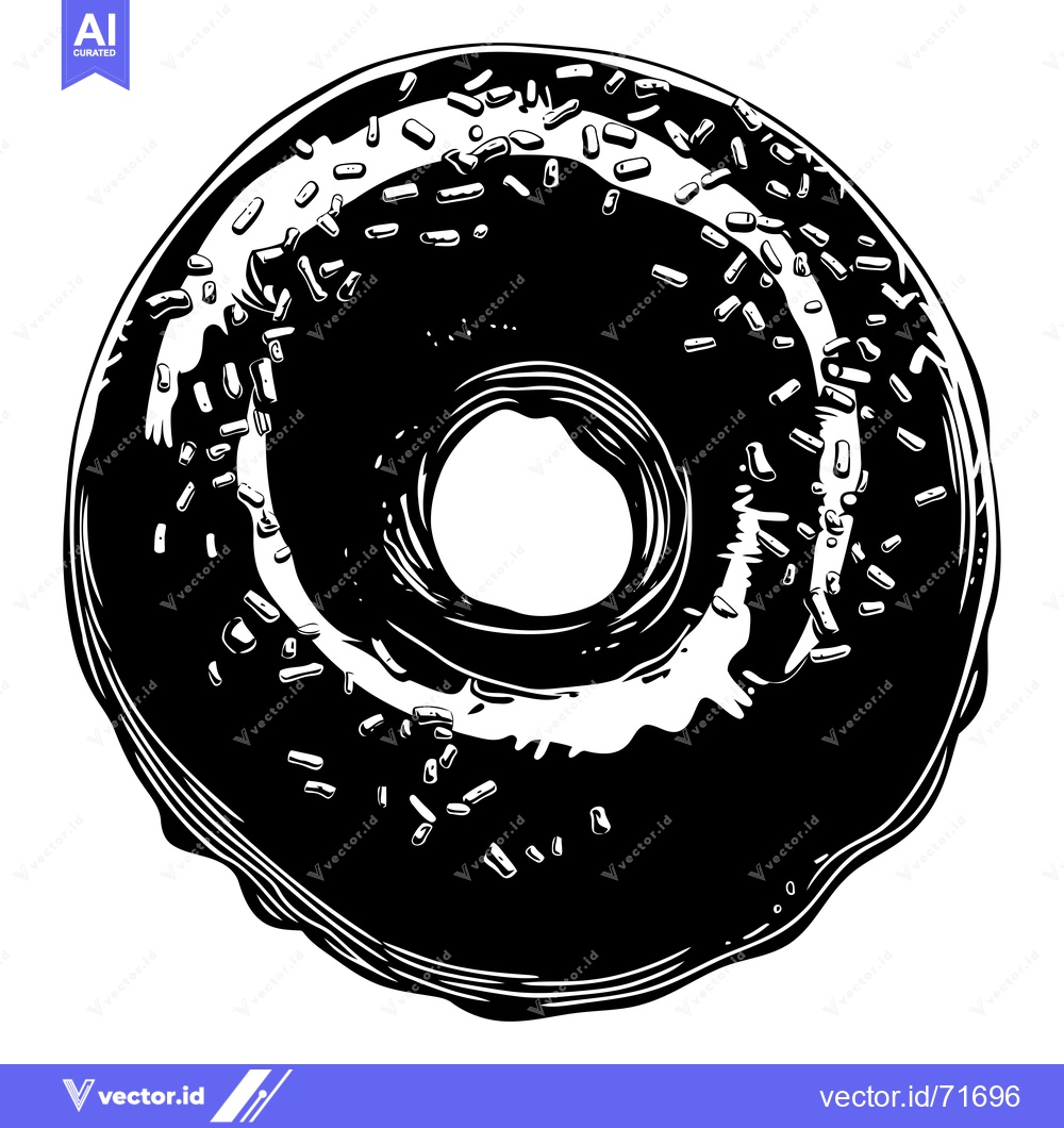 Premium Vector dari A Black and White Illustration of a Donut with Sprinkles