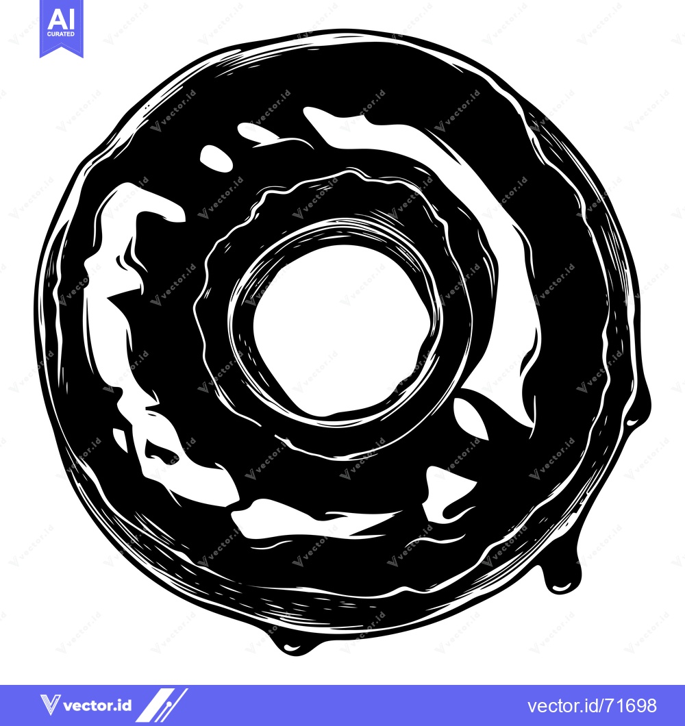 Premium Vector dari Black and white illustration of a dripping donut