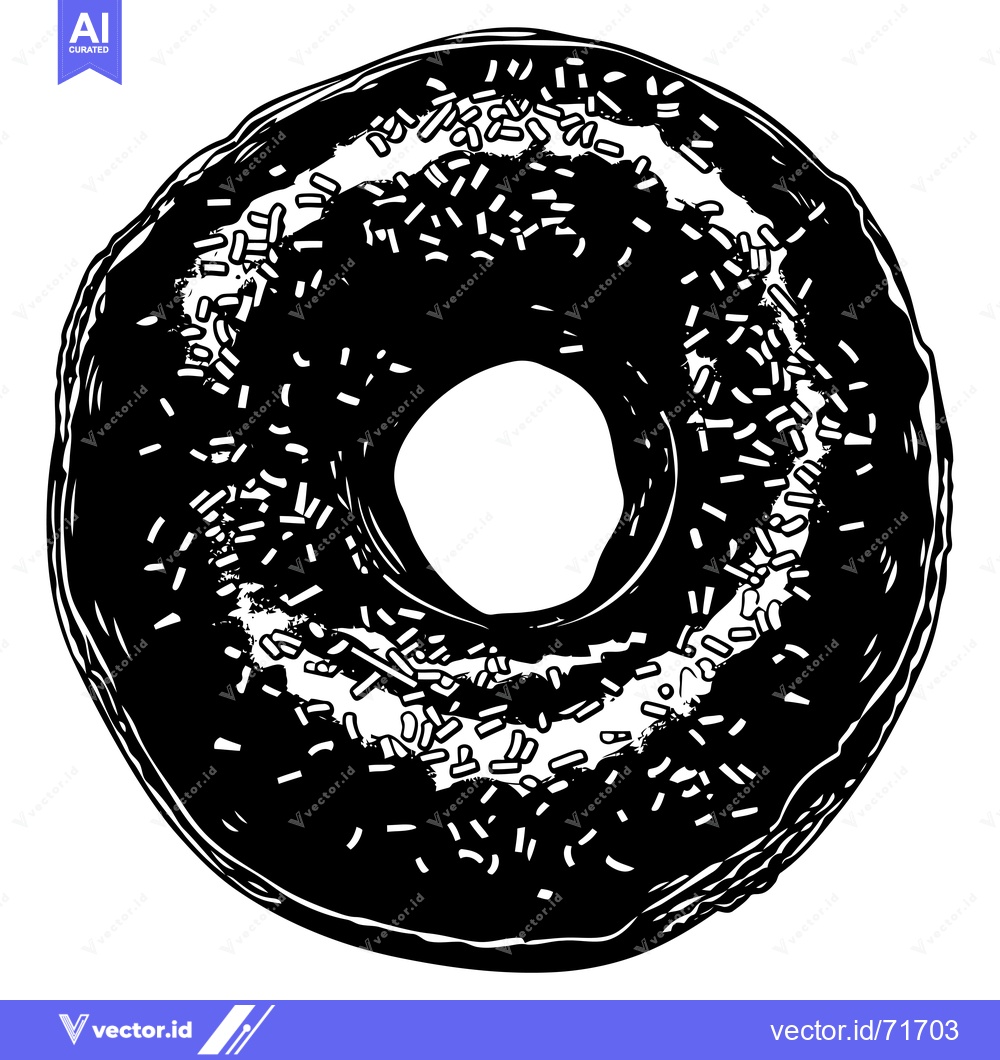 Premium Vector dari A Black and White Illustration of a Sprinkled Donut