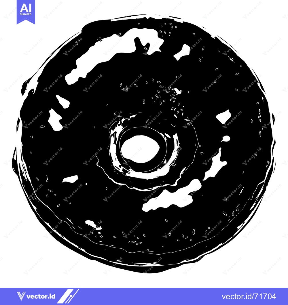 Premium Vector of Black and White Stylized Illustration of a Donut